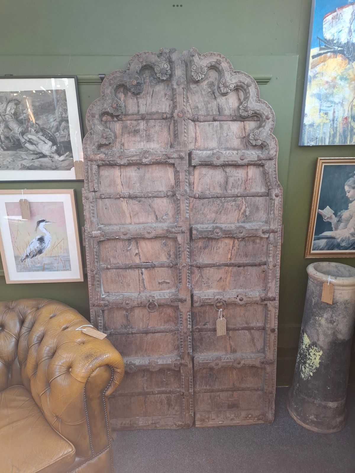 19th Century Large Indian Sal Wood Carved Doors photo buy
