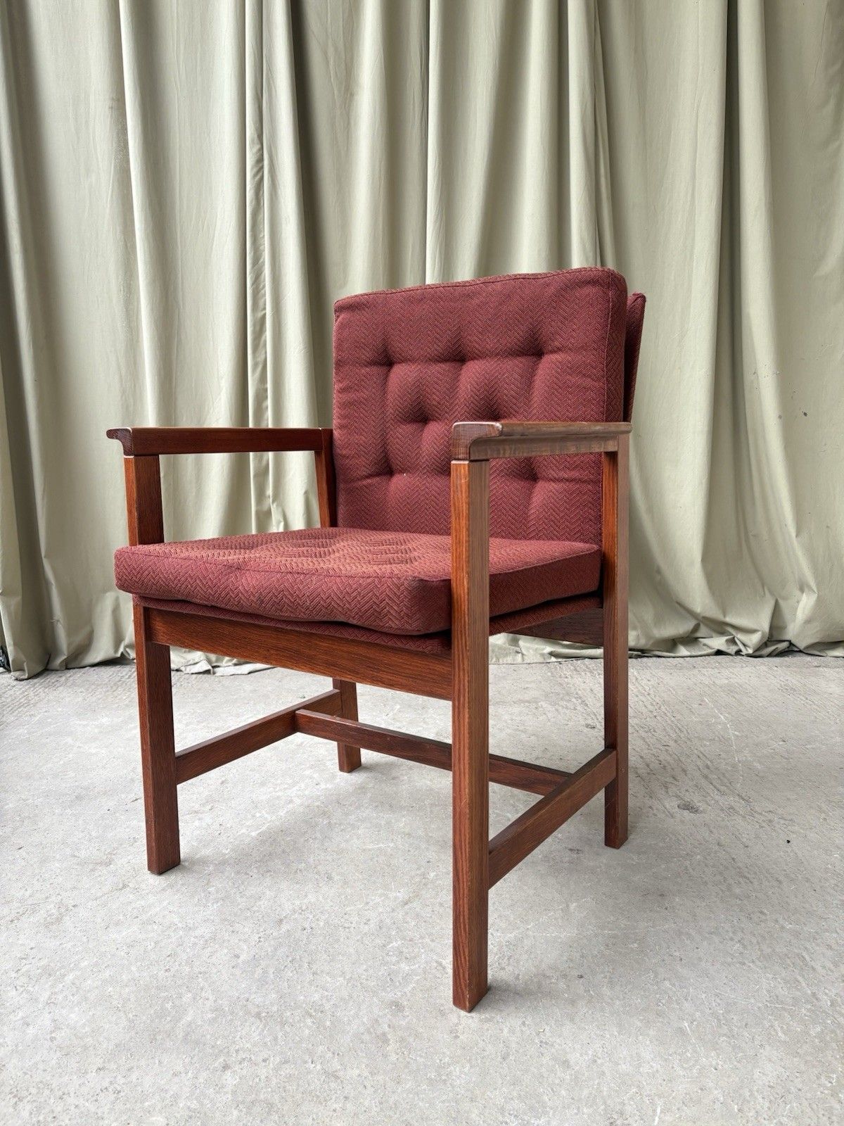 Vtg Late Mid Century Oak Chair Side Armchair  Danish Scandi Retro R1087 photo for sale