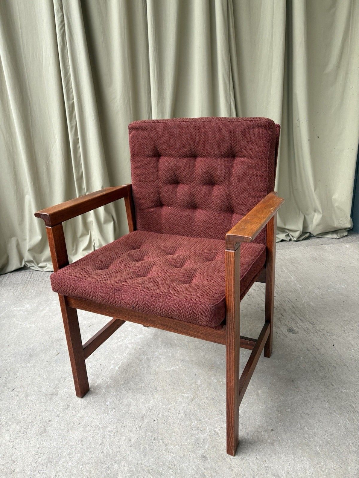 Vtg Late Mid Century Oak Chair Side Armchair  Danish Scandi Retro R1087 photo vinterior