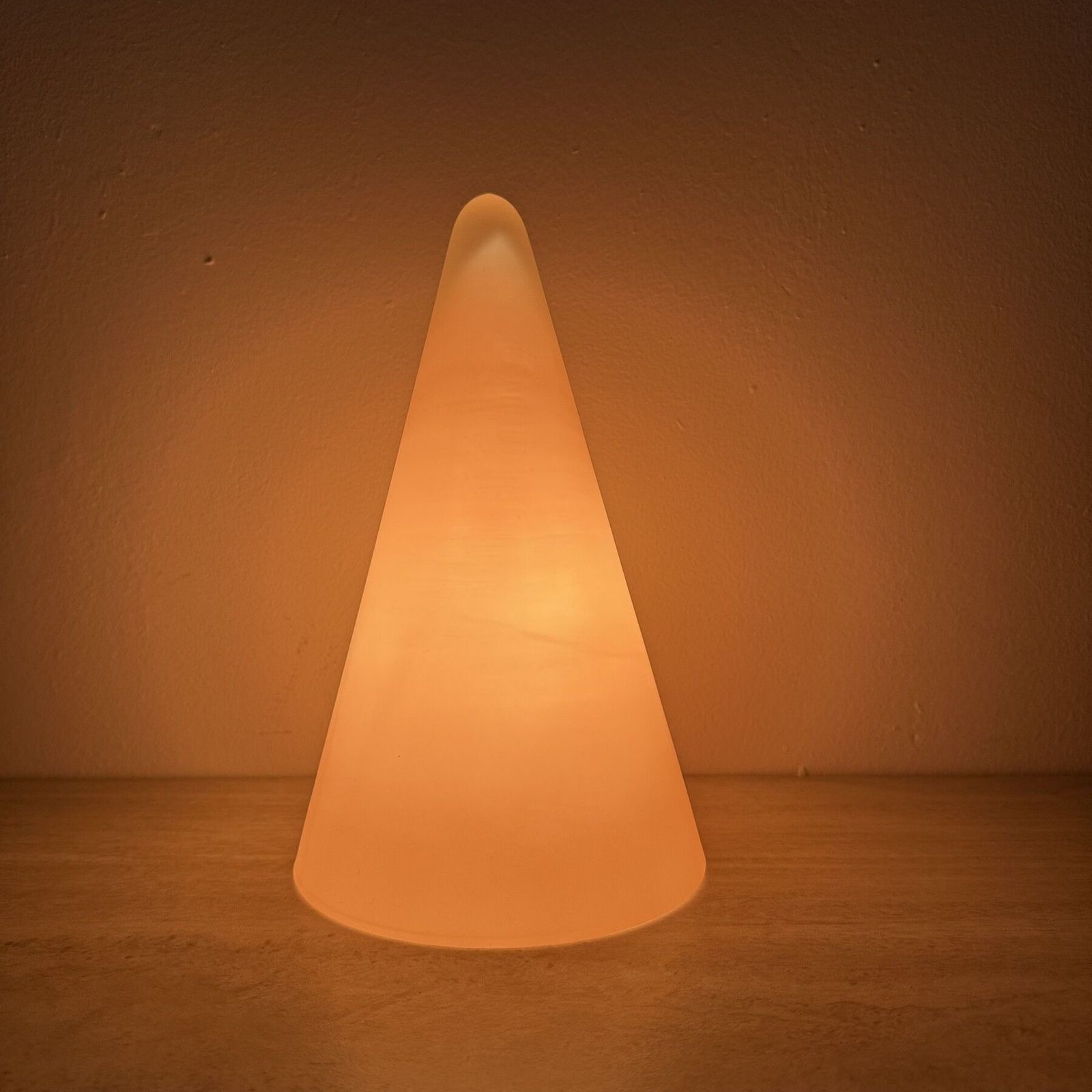 Matte Pink Glass Sce Teepee Table Lamp 1970's France photo for sale