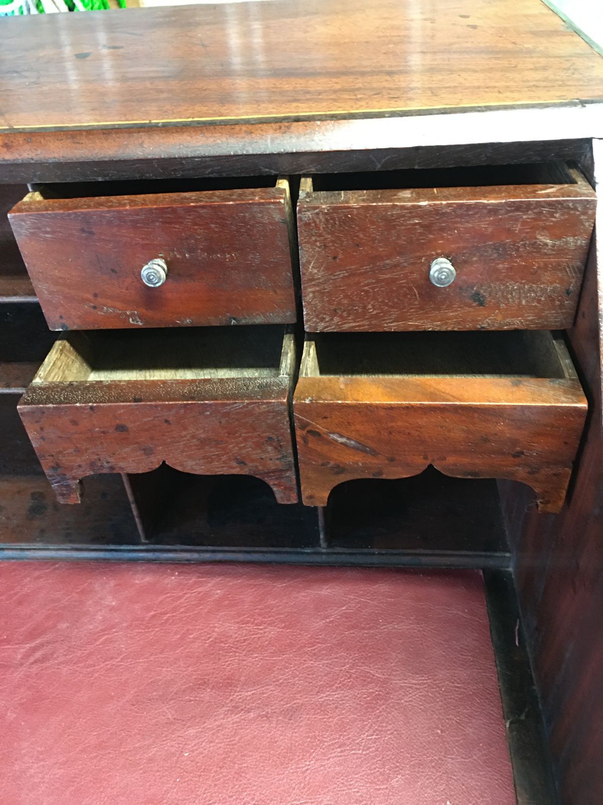 Original Antique Mahogany Inlaid Banding Bureau, 1820 1830 photo 150.0