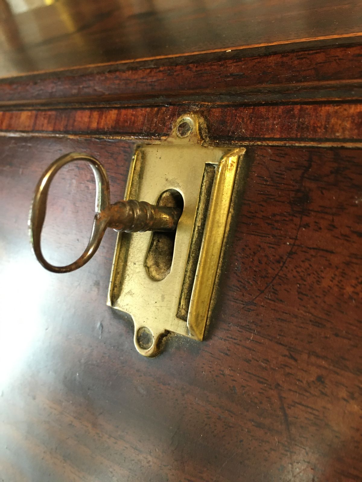 Original Antique Mahogany Inlaid Banding Bureau, 1820 1830 photo buy