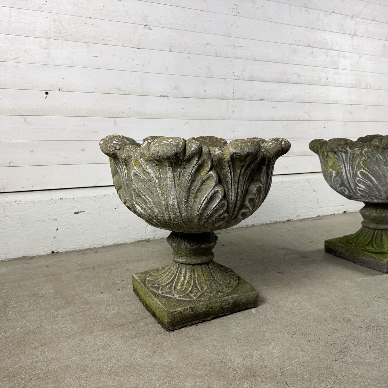 Pair Of Weathered Composition Garden Urns photo 495.0