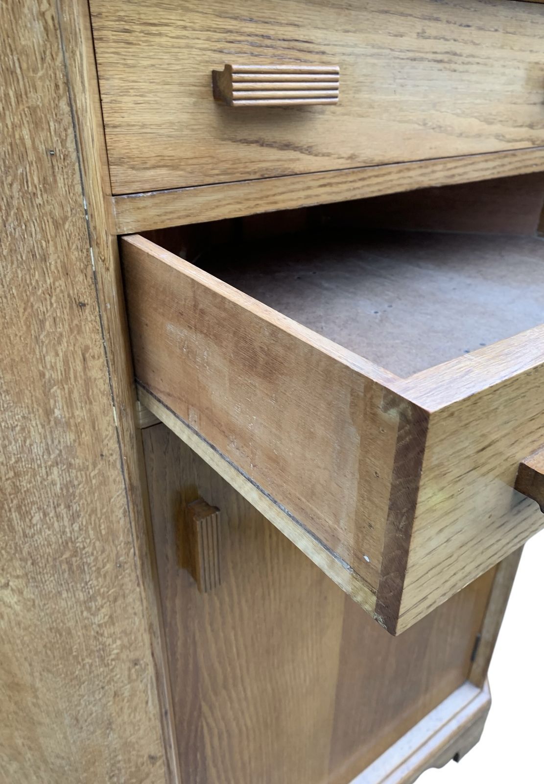 Mid Century Light Oak Corner Cupboard photo vinterior