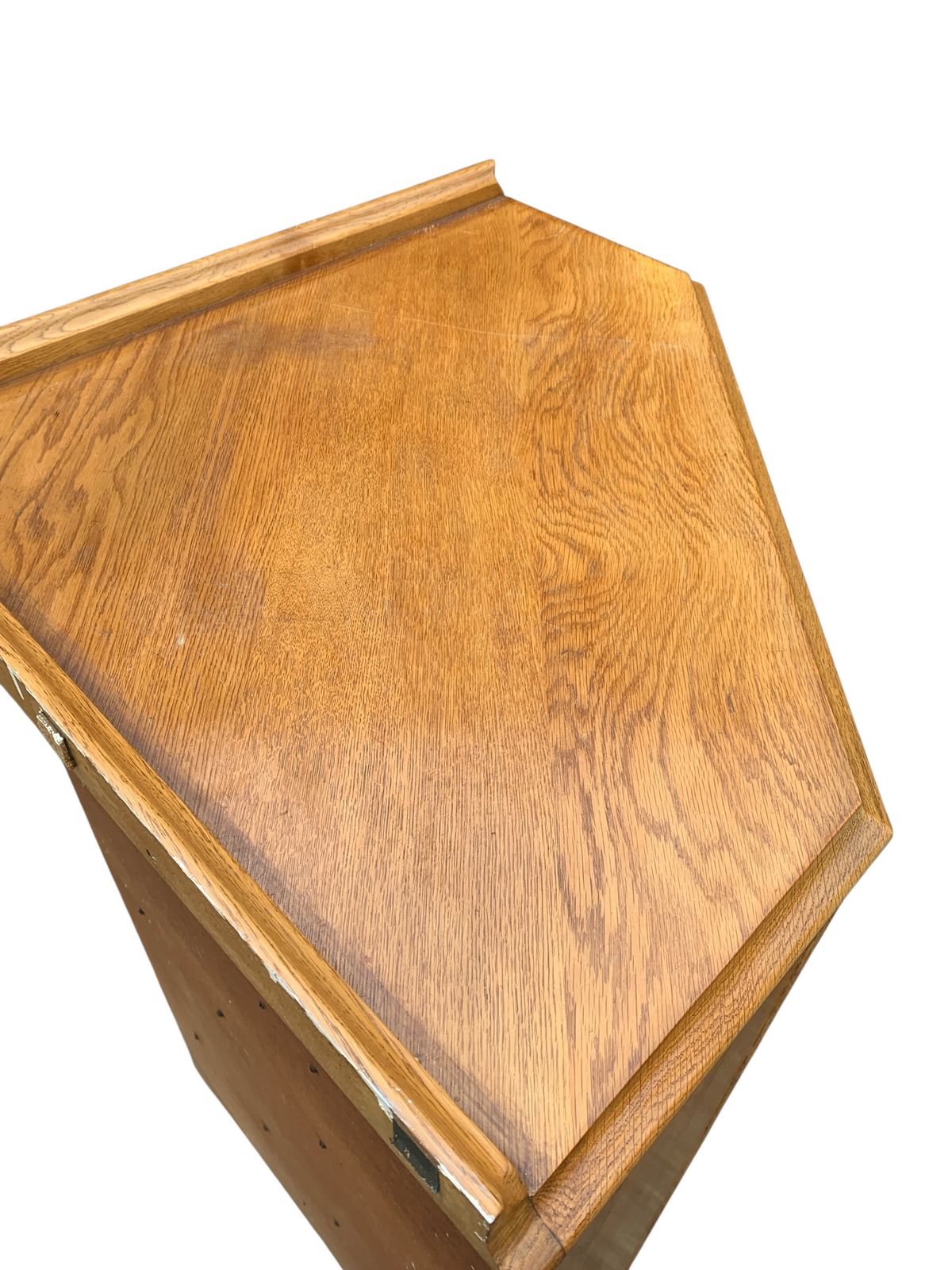 photo furniture Mid Century Light Oak Corner Cupboard