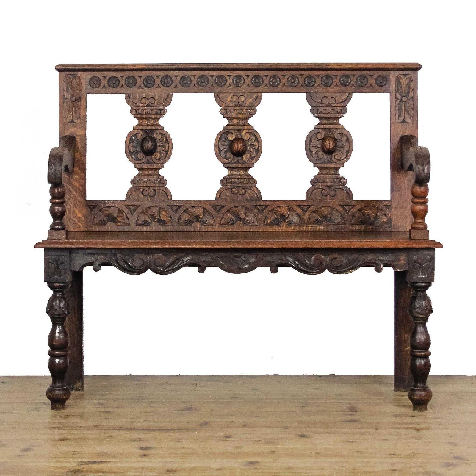 Antique Victorian Carved Oak Hall Bench | Antique Tables | Benches | Oak Bench | Antique Bench | Antique Oak Tables photo furniture