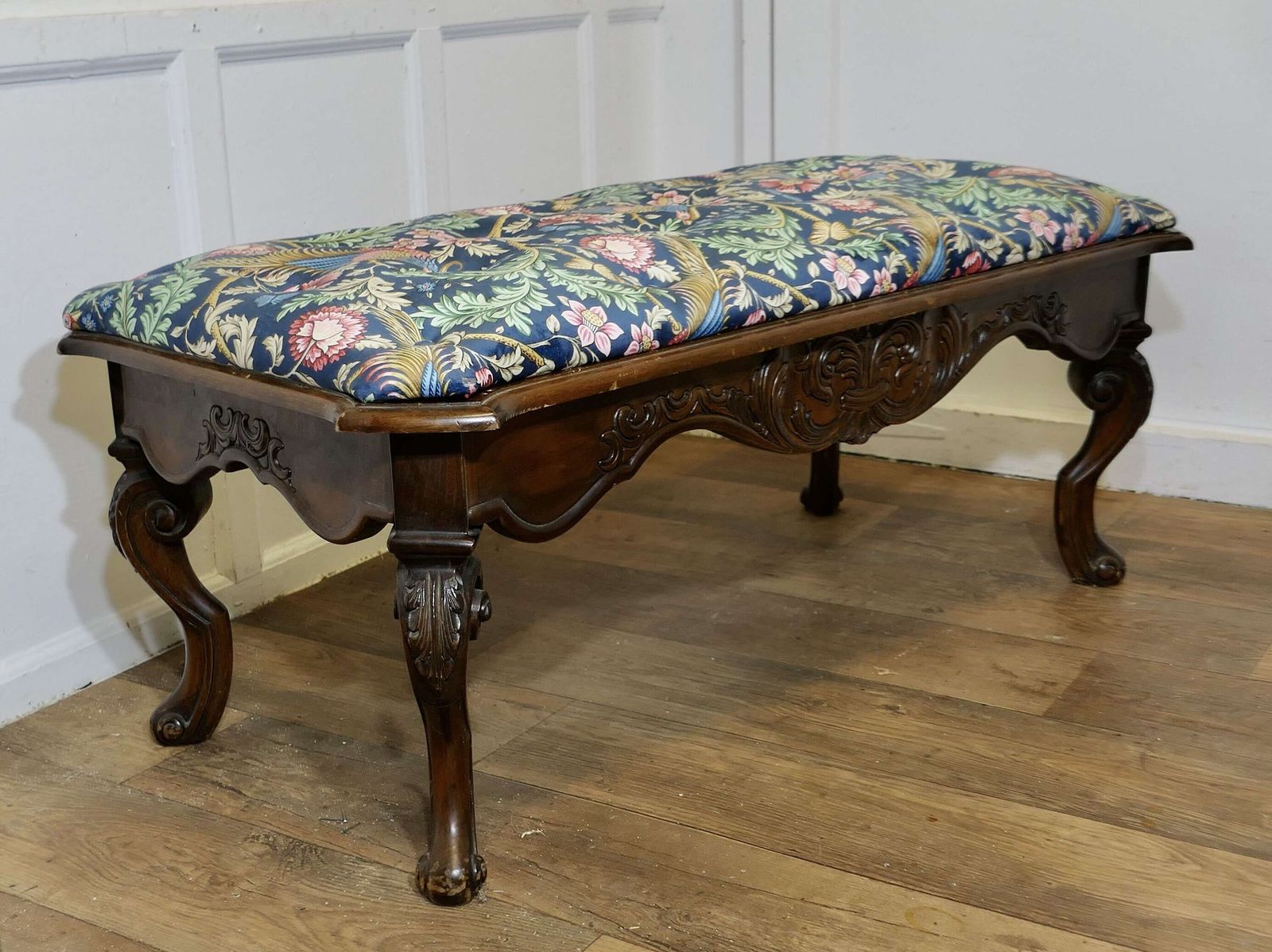 Window Stool Upholstered In Navy Liberty William Morris Velvetwindow Stool Upholstered In Navy Liberty William Morris Velvet photo 1080.0