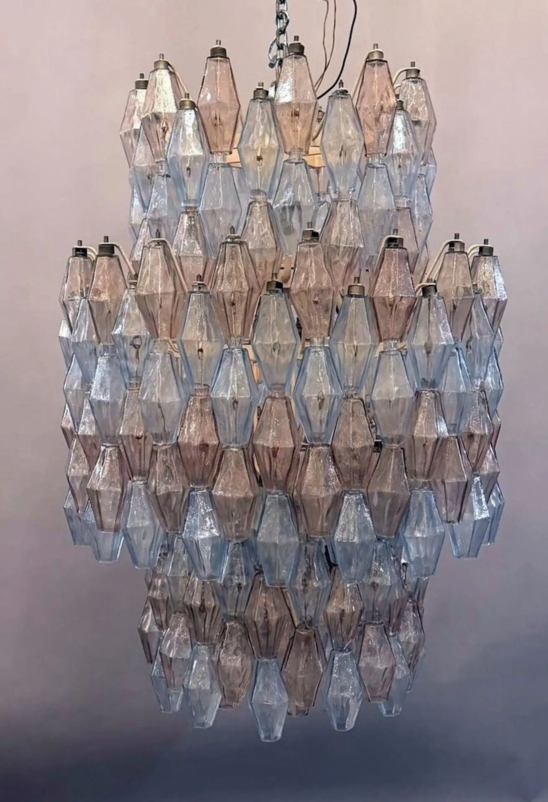 Mid Century Murano Chandelier “Polyhedr” By Carlo Scarpa For Venini, Italy photo Lighting