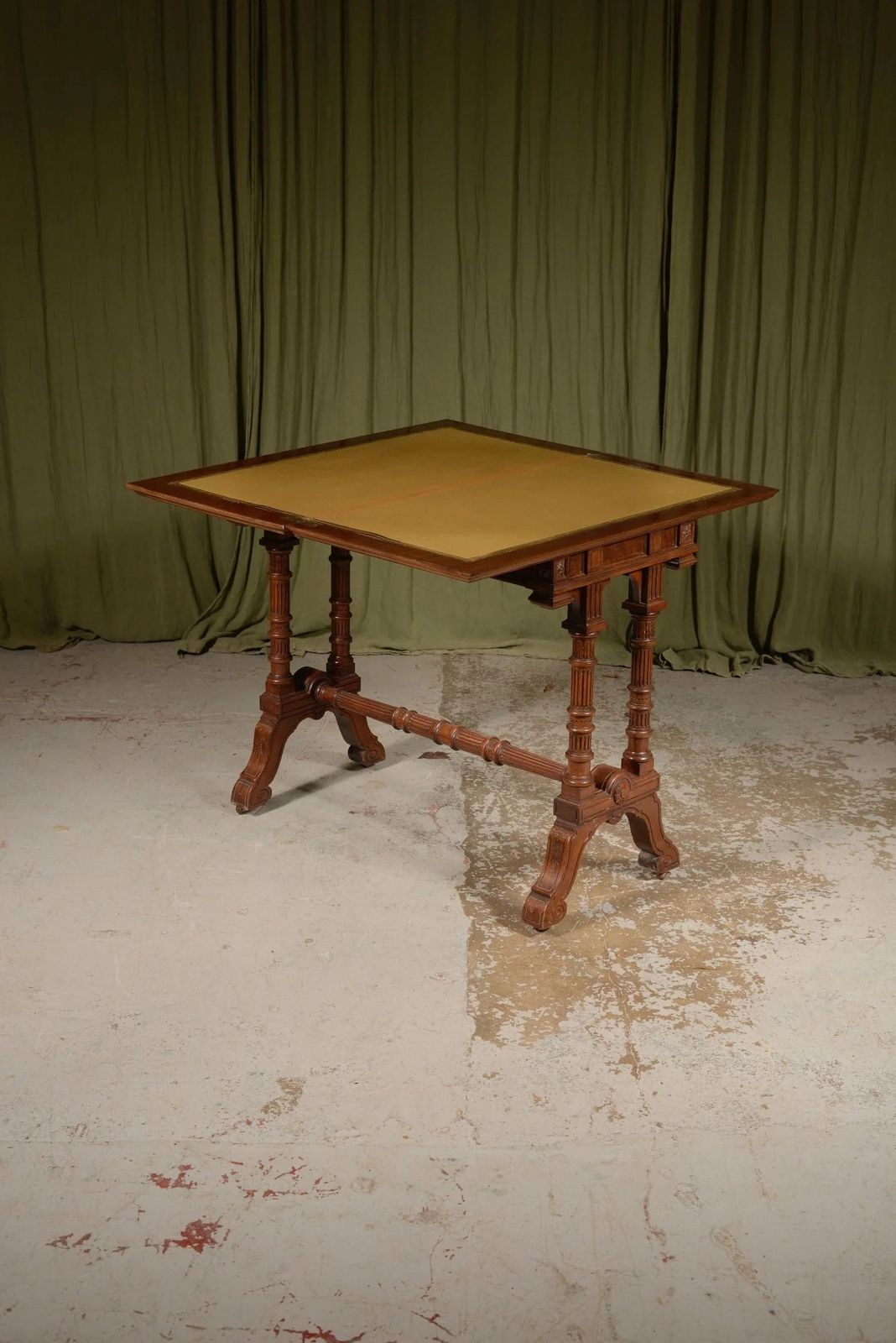 An Aesthetic Movement Architectural Figured Mahogany Console / Card Table By William Walker & Sons, London   C.1870 photo furniture