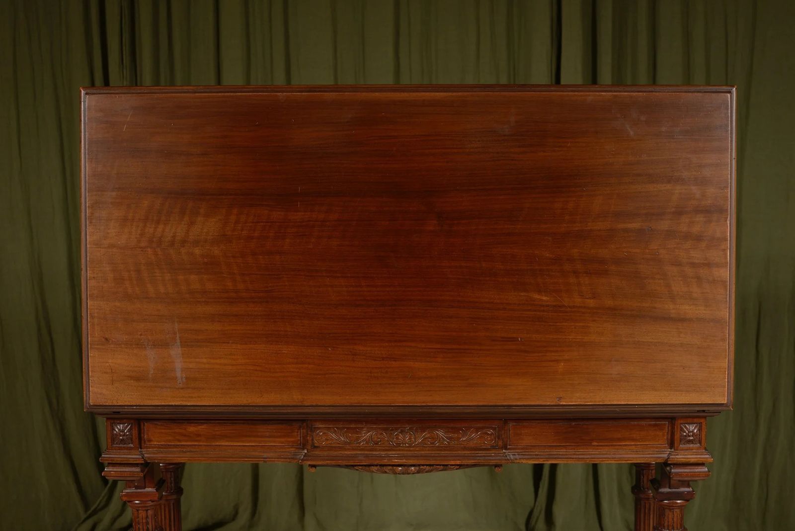 photo furniture An Aesthetic Movement Architectural Figured Mahogany Console / Card Table By William Walker & Sons, London   C.1870