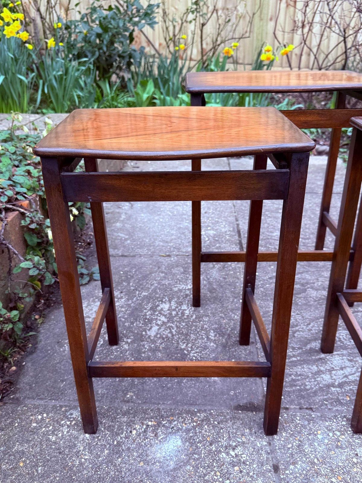 photo for sale Mid Century 1960s Teak Nest Of Tables Scandinavian Style Occasional Tables (3 Tables)