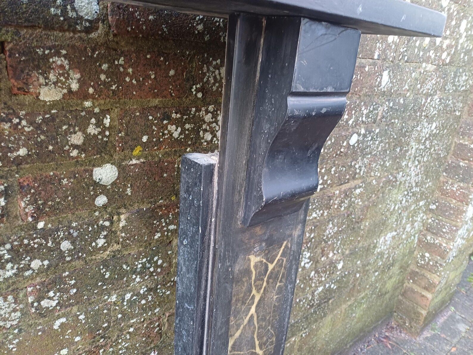 Victorian Slate Fire Surround Mantelpiece Antique Fireplace Surround Painted Faux Marble Columns Architectural Salvage Free Hand Delivery photo vinterior