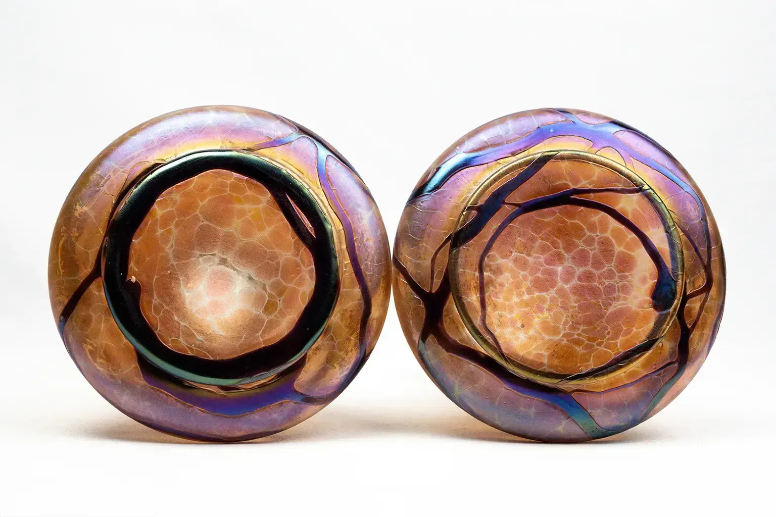 photo furniture Pair Of Art Nouveau Vases In Iridescent Glass  Palme König And Habel Bohemia Circa 1900