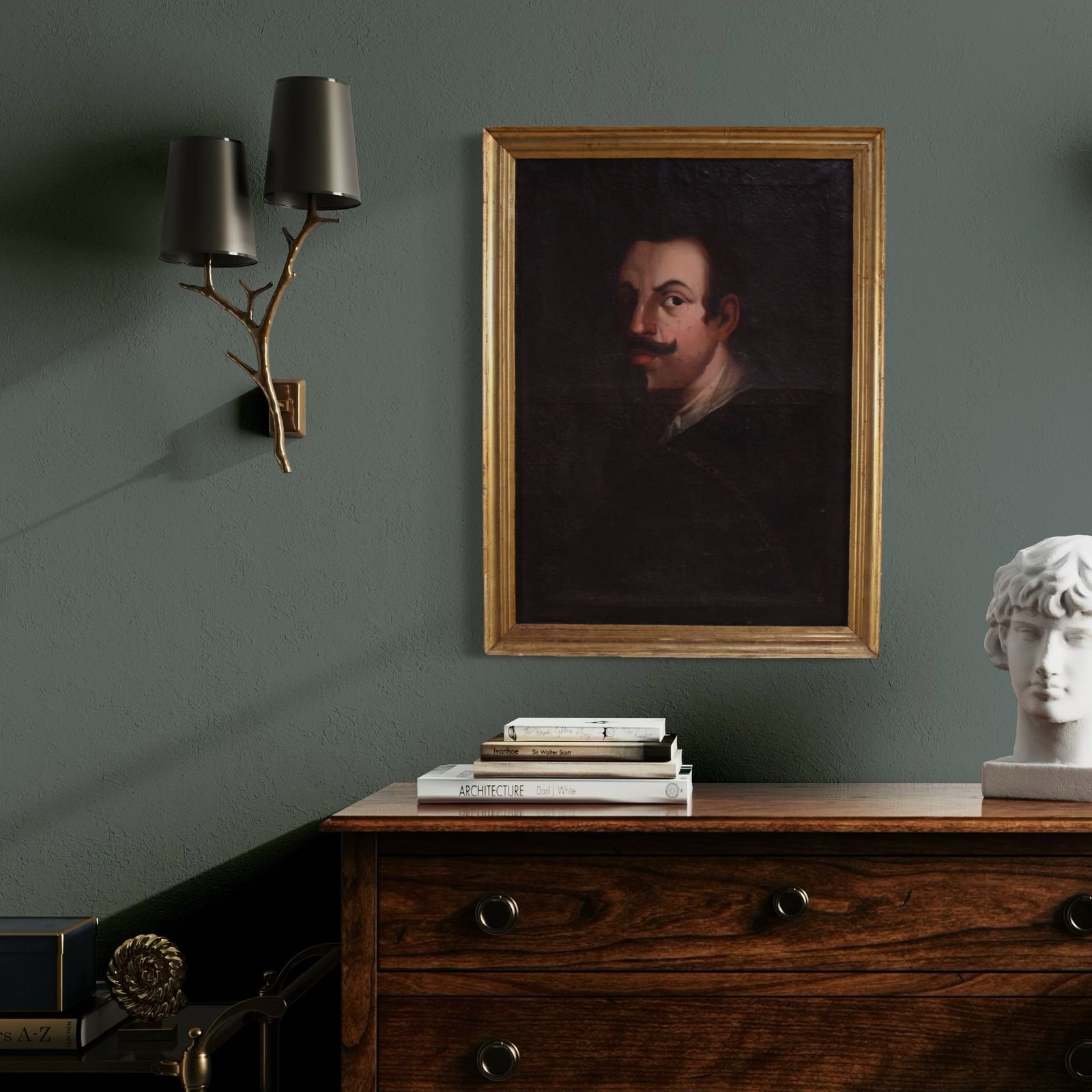 Antique Spanish Painting Portrait Of A Gentleman From The 18th Century photo vintage