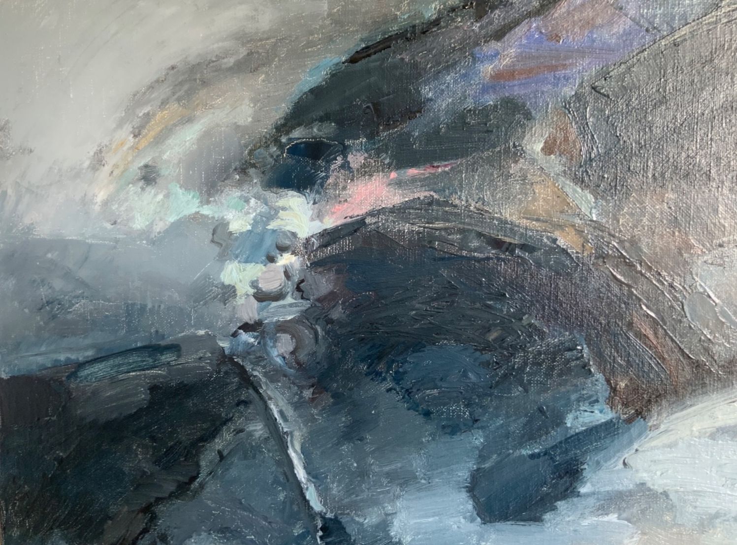 Art Oil Painting On Canvas, Contemporary Abstract, M.Sjolund 1983 photo