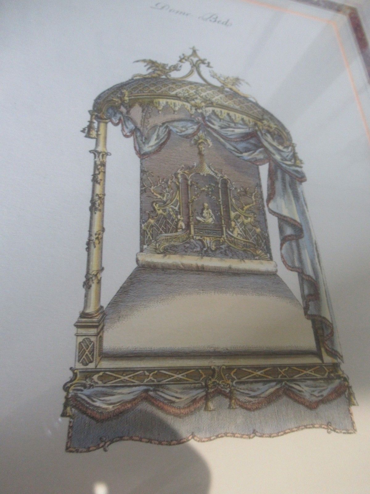 Art Set Of 4 Framed Thomas Chippendale Bed Engraving Prints 1753 Furniture Design photo