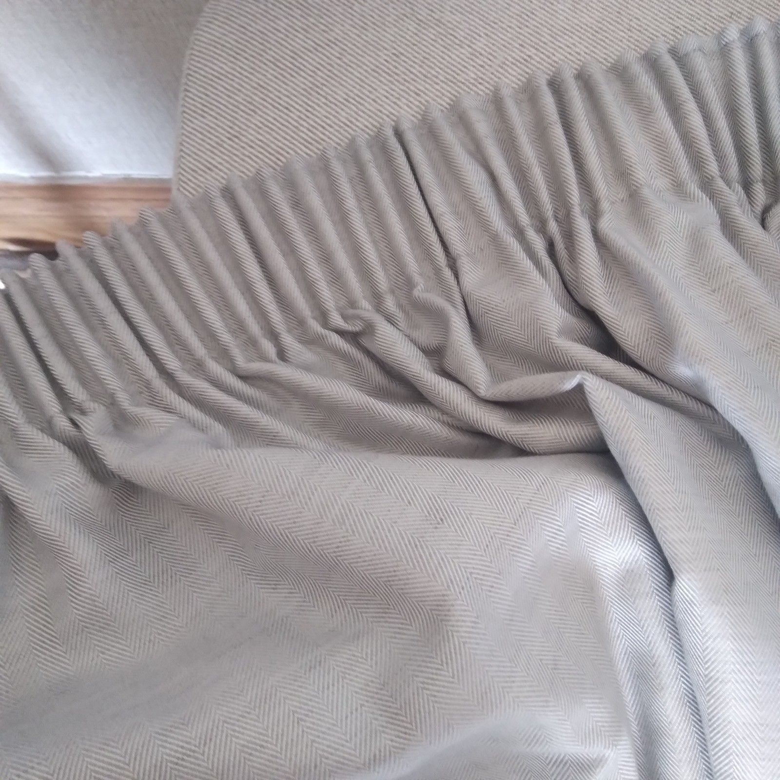 Grey Herrigbone Single Door Curtain Blackout 153 X 90 Inch Weighted Bespoke photo buy