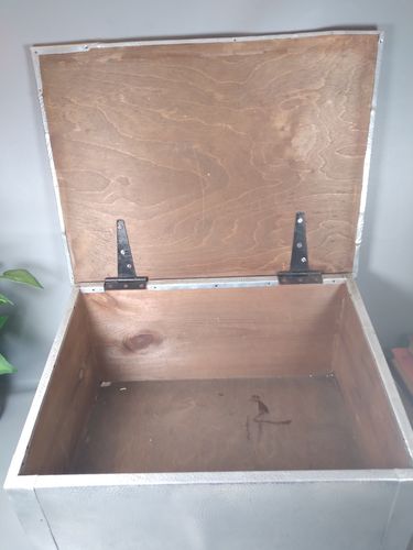 Edwardian Antique Hammered Silver Metal Shoe Box Storage Wooden Metal Covered photo vintage