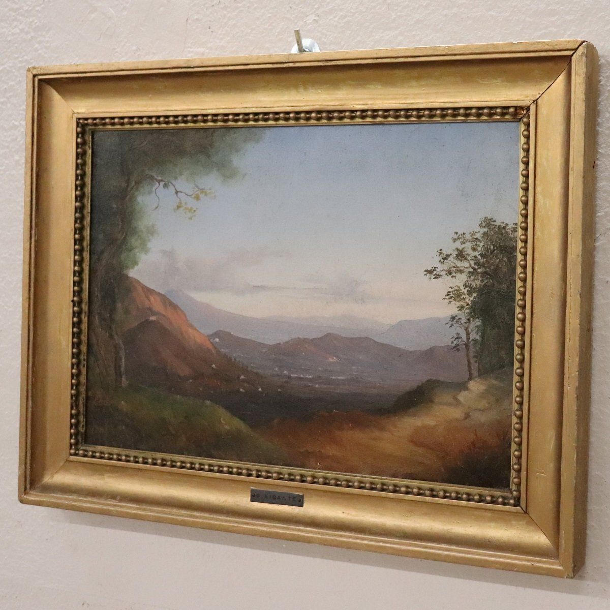 Panoramic View Of Naples, Oil Painting On Canvas, 19th Century, Framed photo vintage