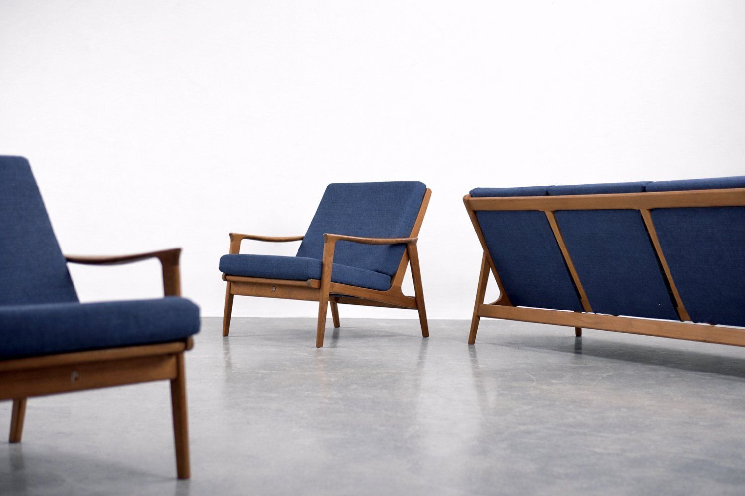 Vintage Australische Teakhouten Bank En Stoelen Van Parker Furniture, Ca. Jaren 1950, Set Van 3 photo vintage