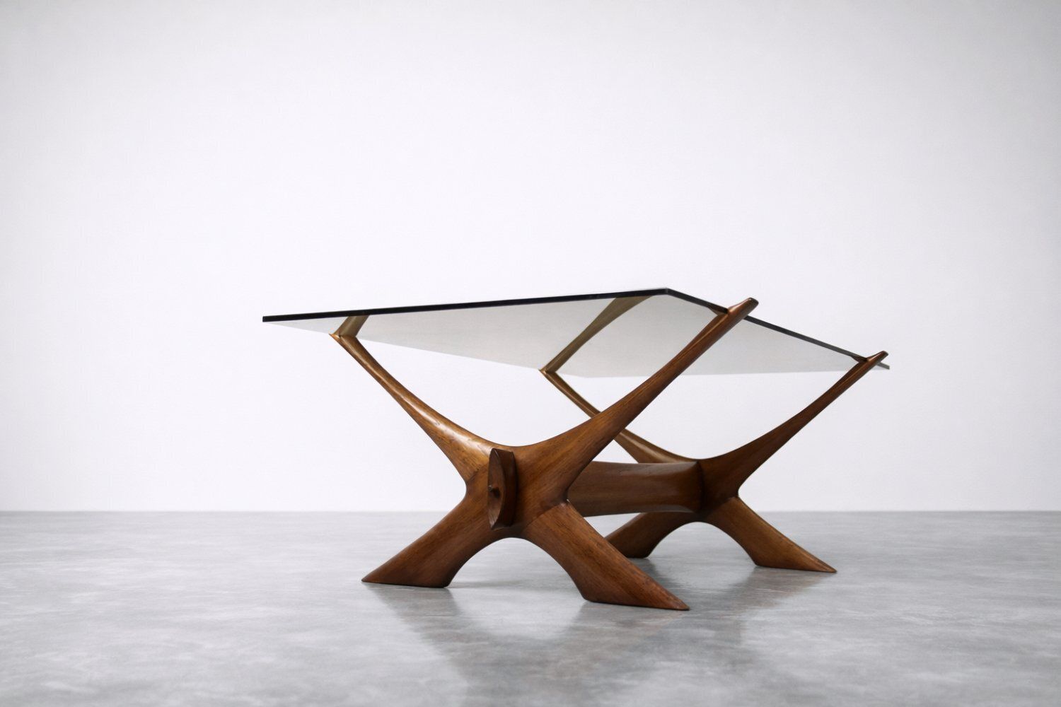 Mid Century Scandinavian Modern Glass And Walnut Condor Coffee Table By Fredrik Schriever Abeln For örebro Glass, 1960s photo Furniture