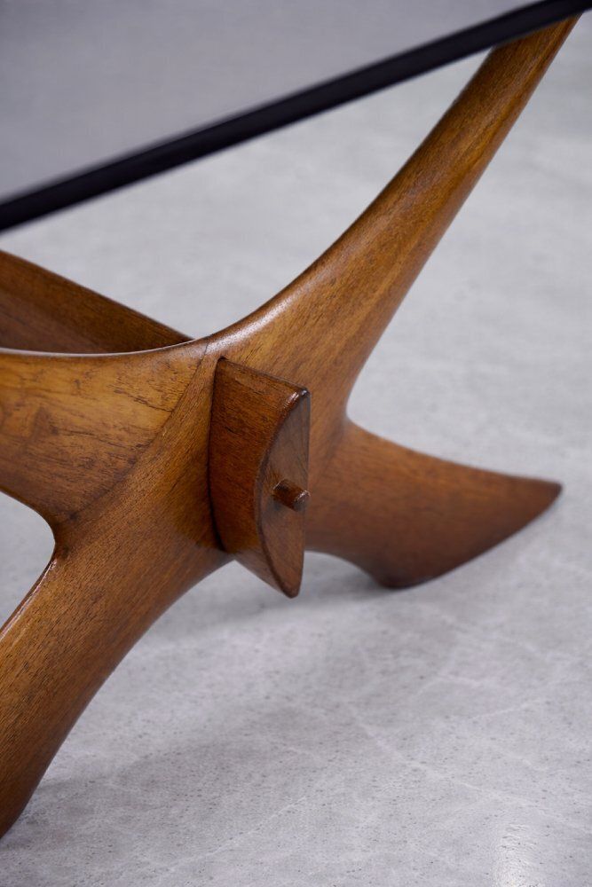 Furniture Mid Century Scandinavian Modern Glass And Walnut Condor Coffee Table By Fredrik Schriever Abeln For örebro Glass, 1960s photo