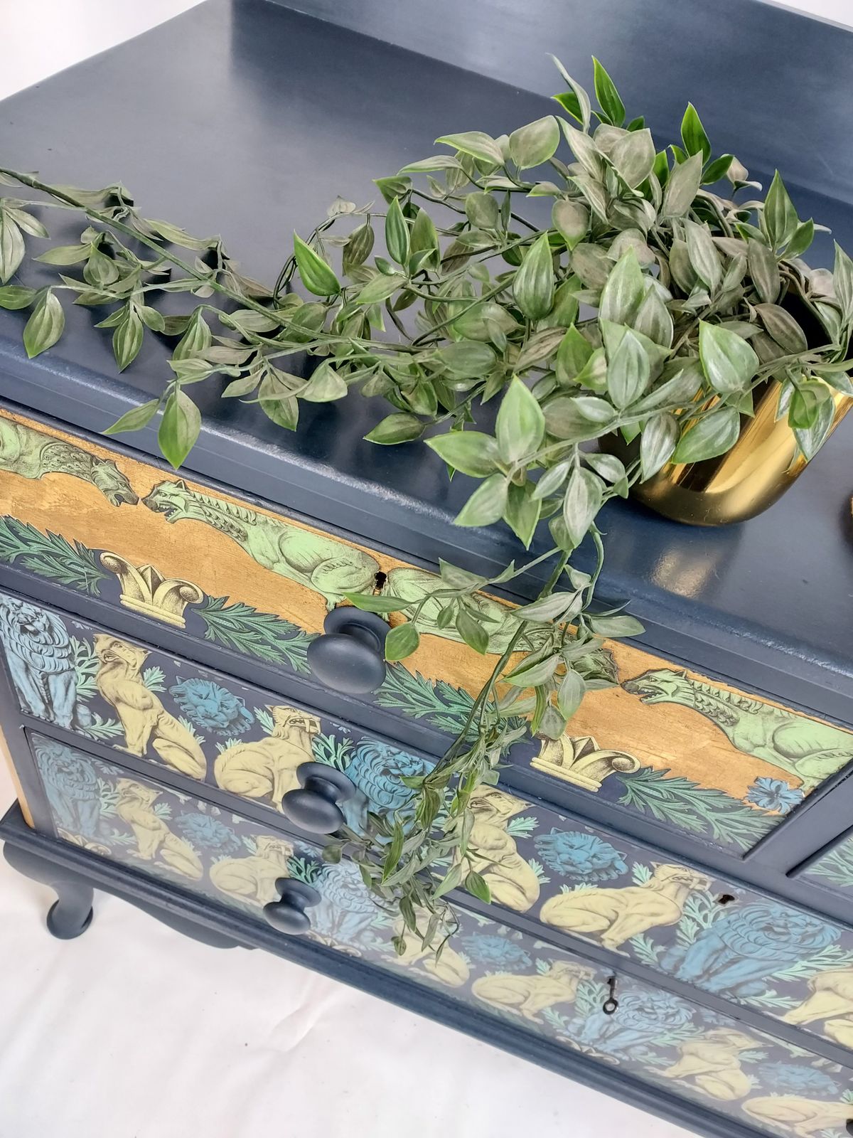 Large Antique Chest Of Drawers With Decorative Creatures Design photo furniture
