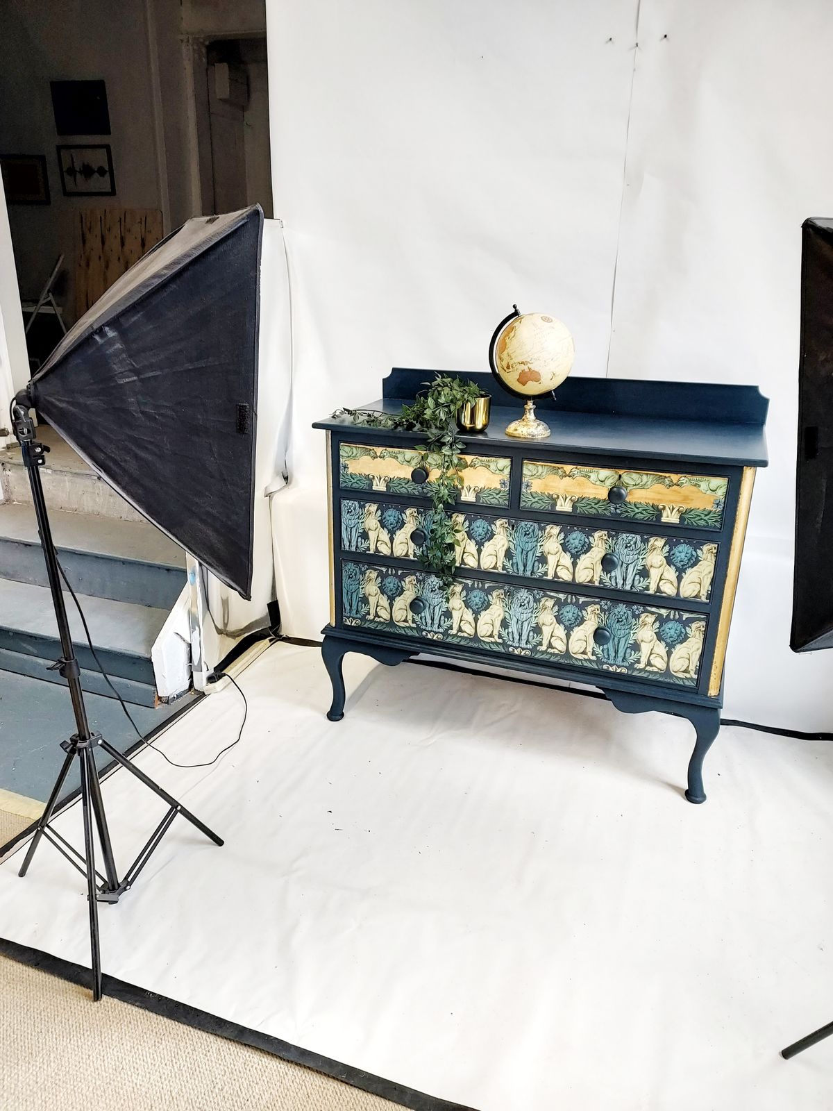 Large Antique Chest Of Drawers With Decorative Creatures Design photo vintage