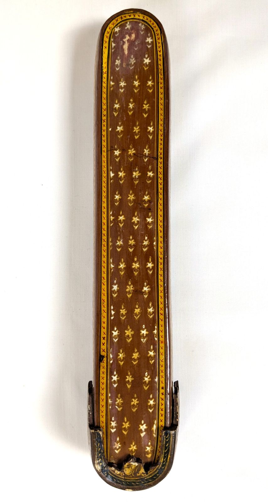 photo vintage Antique Islamic Kashmiri Hand Painted Lacquered Pen Case Qalamdan