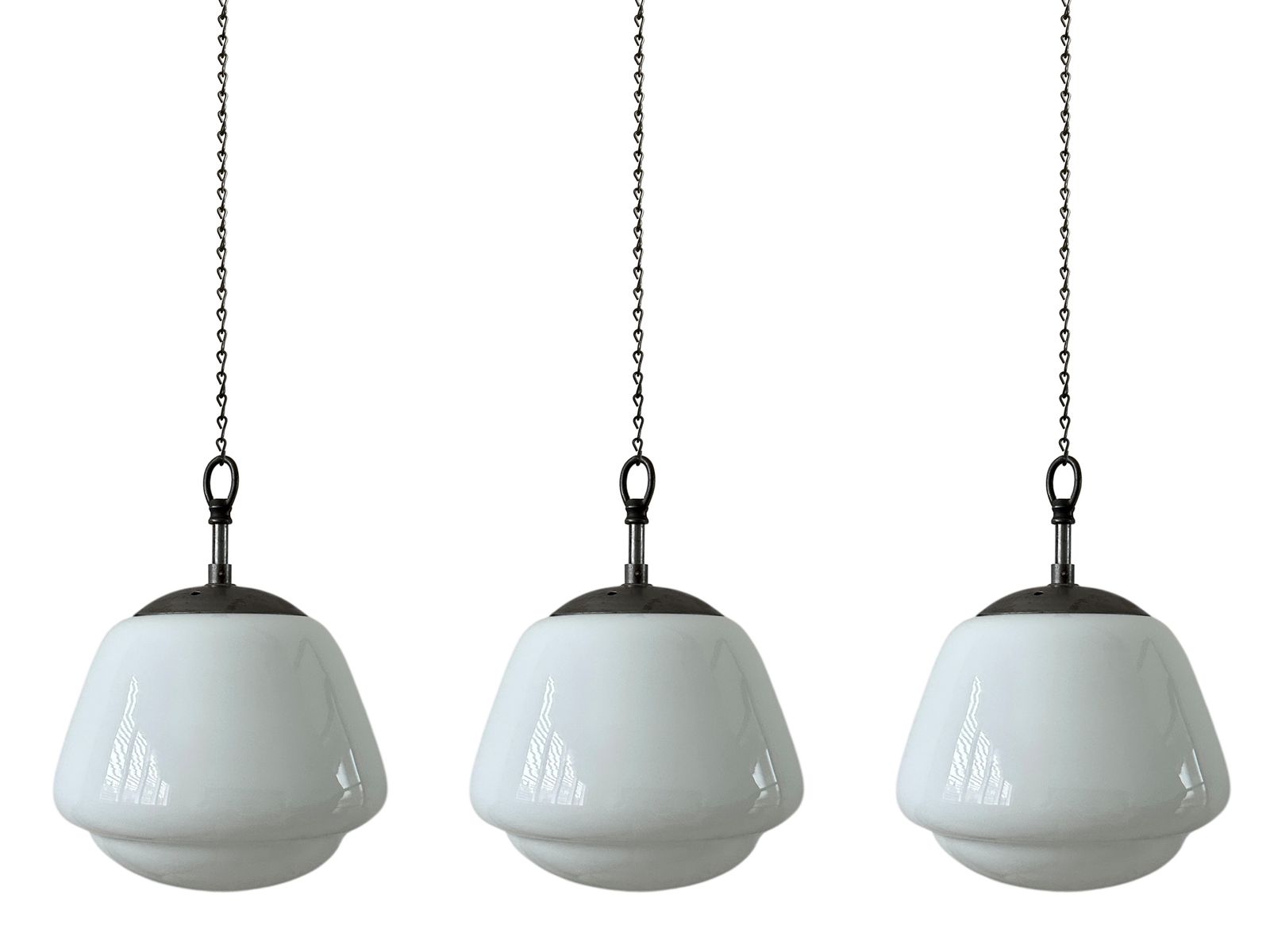 Run Set Vintage Acorn Shaped Church Opaline Milk White Glass Ceiling Pendant Light Lamp