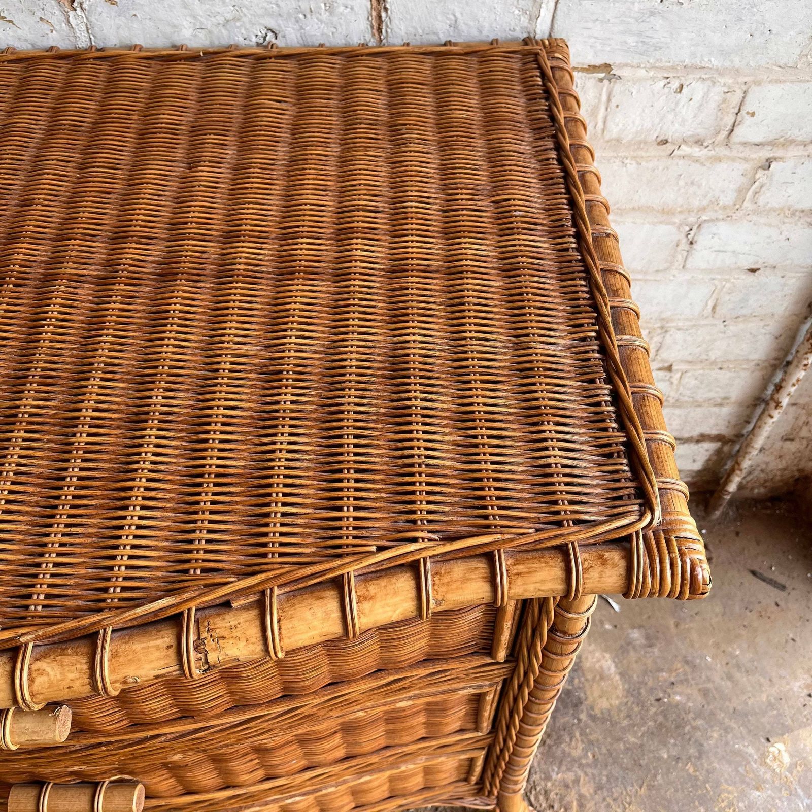 Mid Century Bamboo And Wicker Chest Of Drawers/ Storage / Cupboard photo Furniture