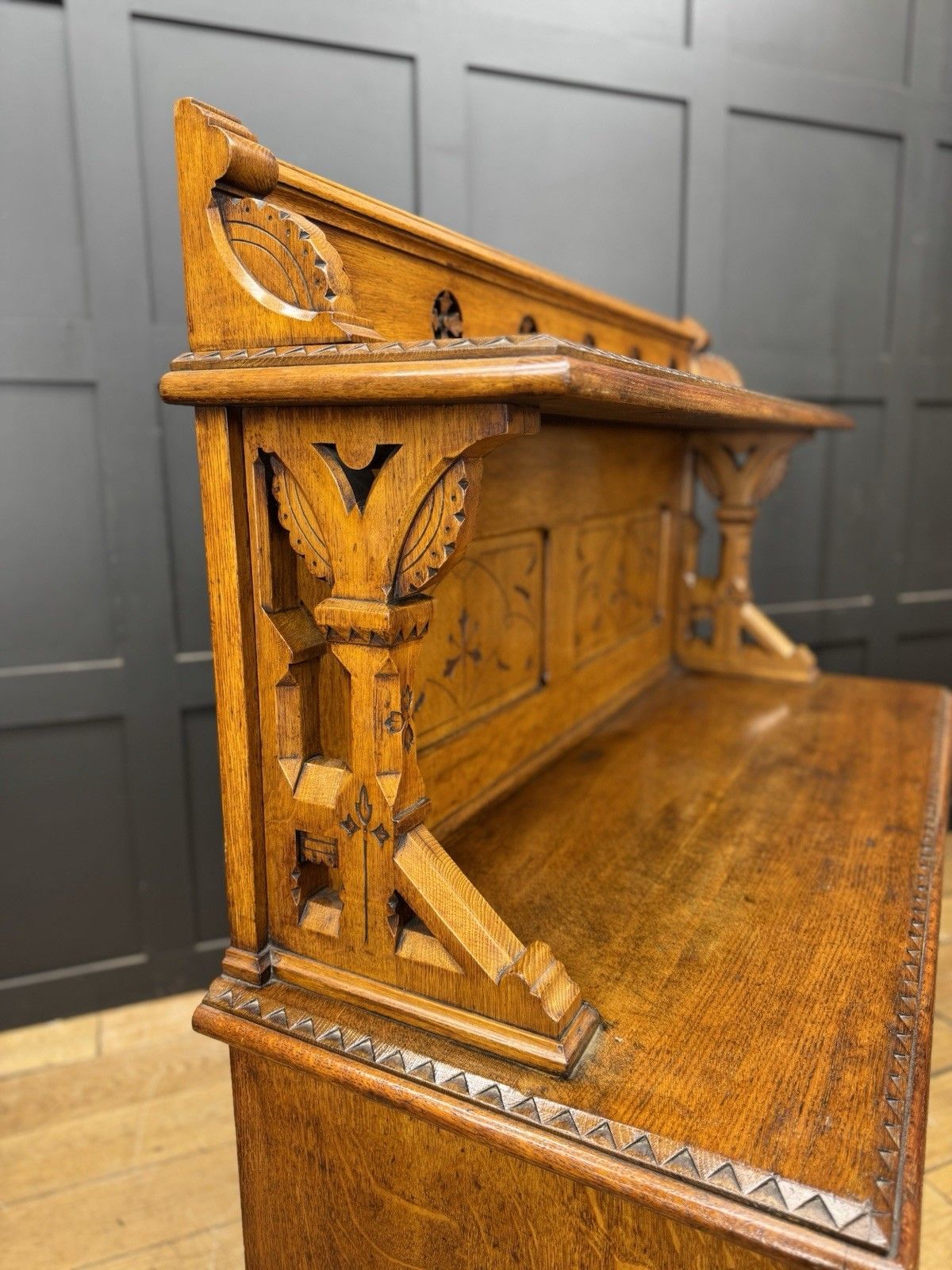 photo for sale Antique Oak Buffet Sideboard Cabinet / Cupboard Gothic /Aesthetic Movement