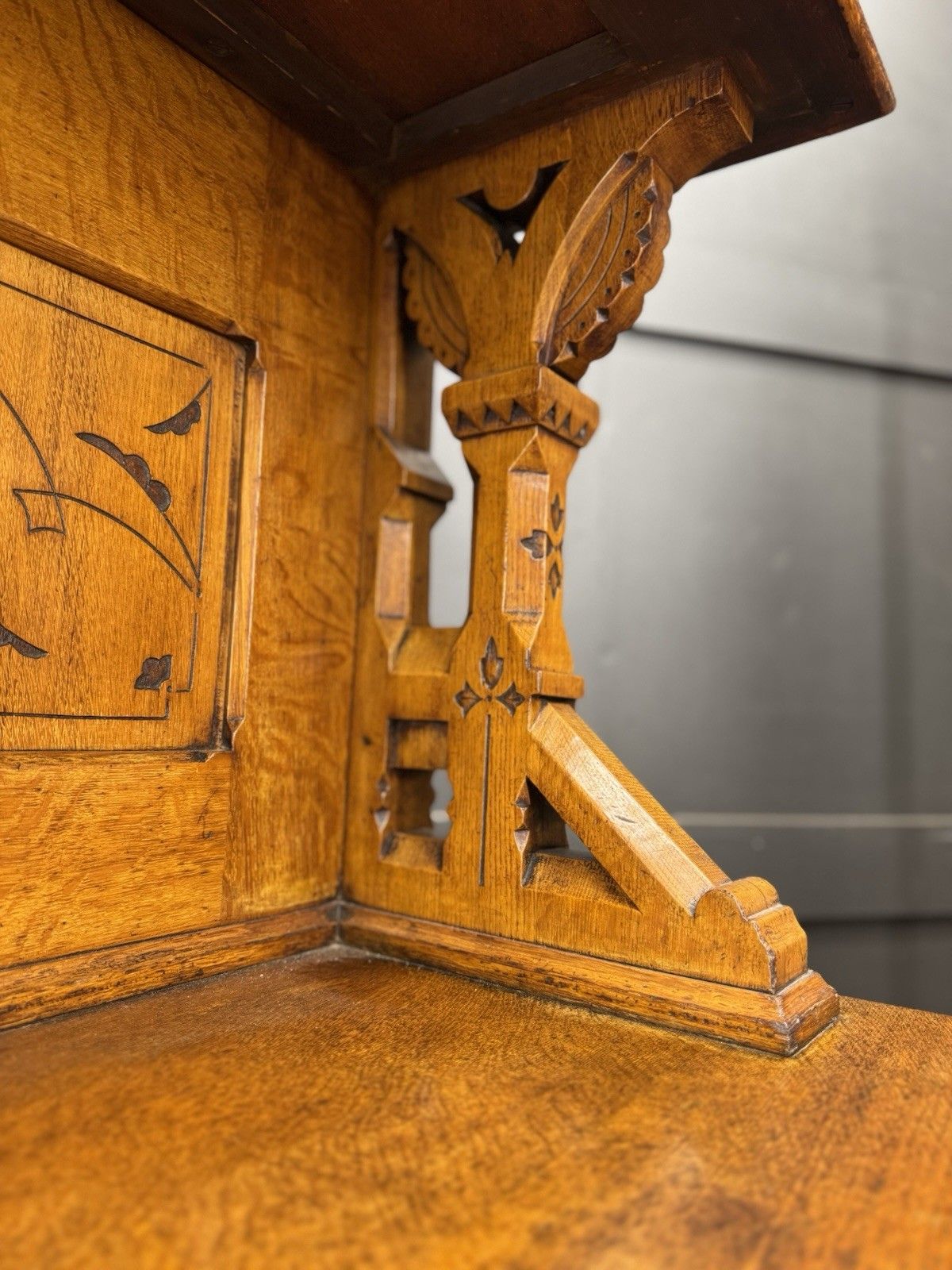 photo buy Antique Oak Buffet Sideboard Cabinet / Cupboard Gothic /Aesthetic Movement
