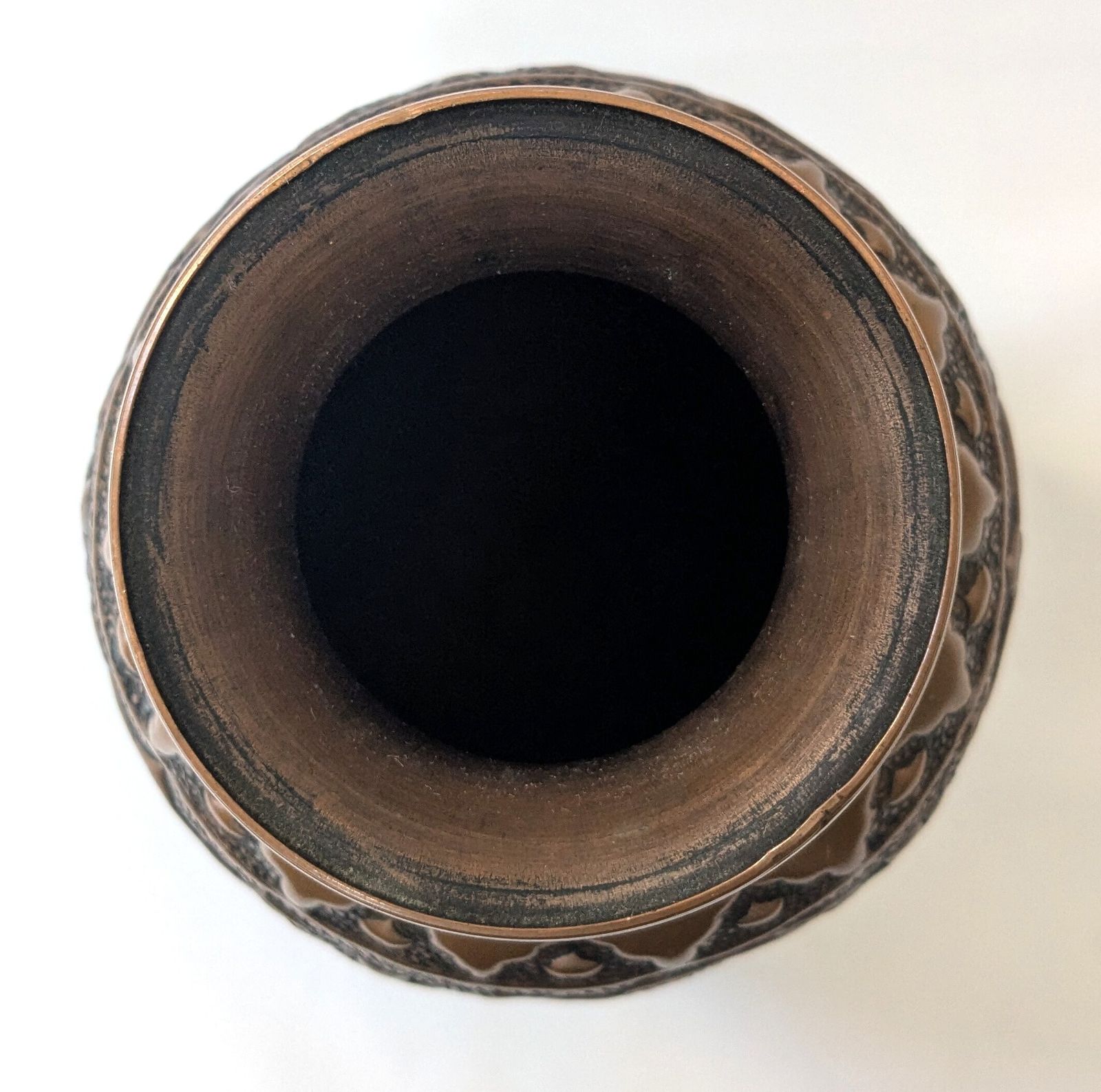 photo furniture Antique Islamic Qajar Ghulamzani Carved Copper Vase