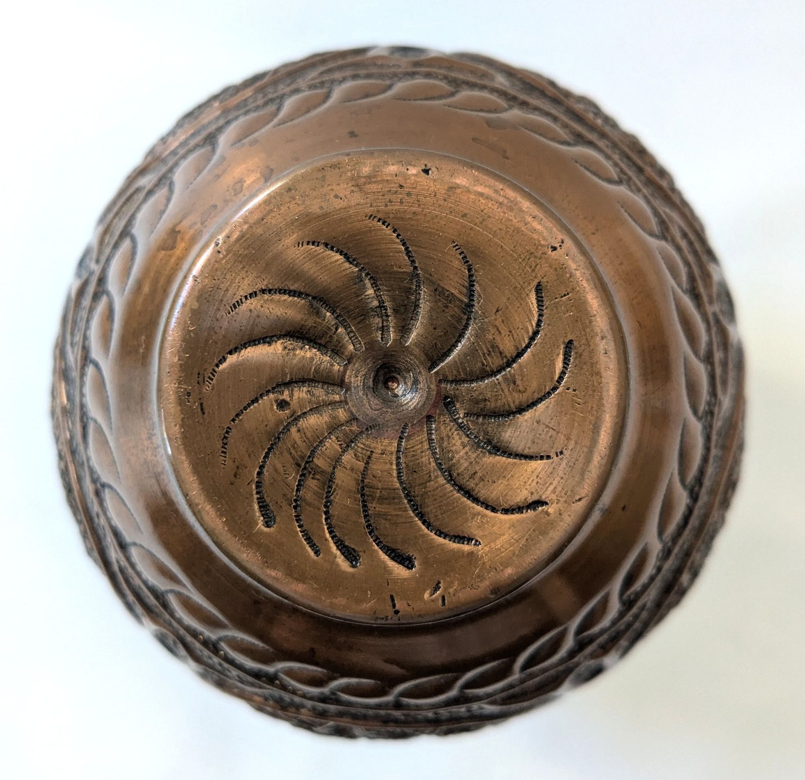 photo for sale Antique Islamic Qajar Ghulamzani Carved Copper Vase