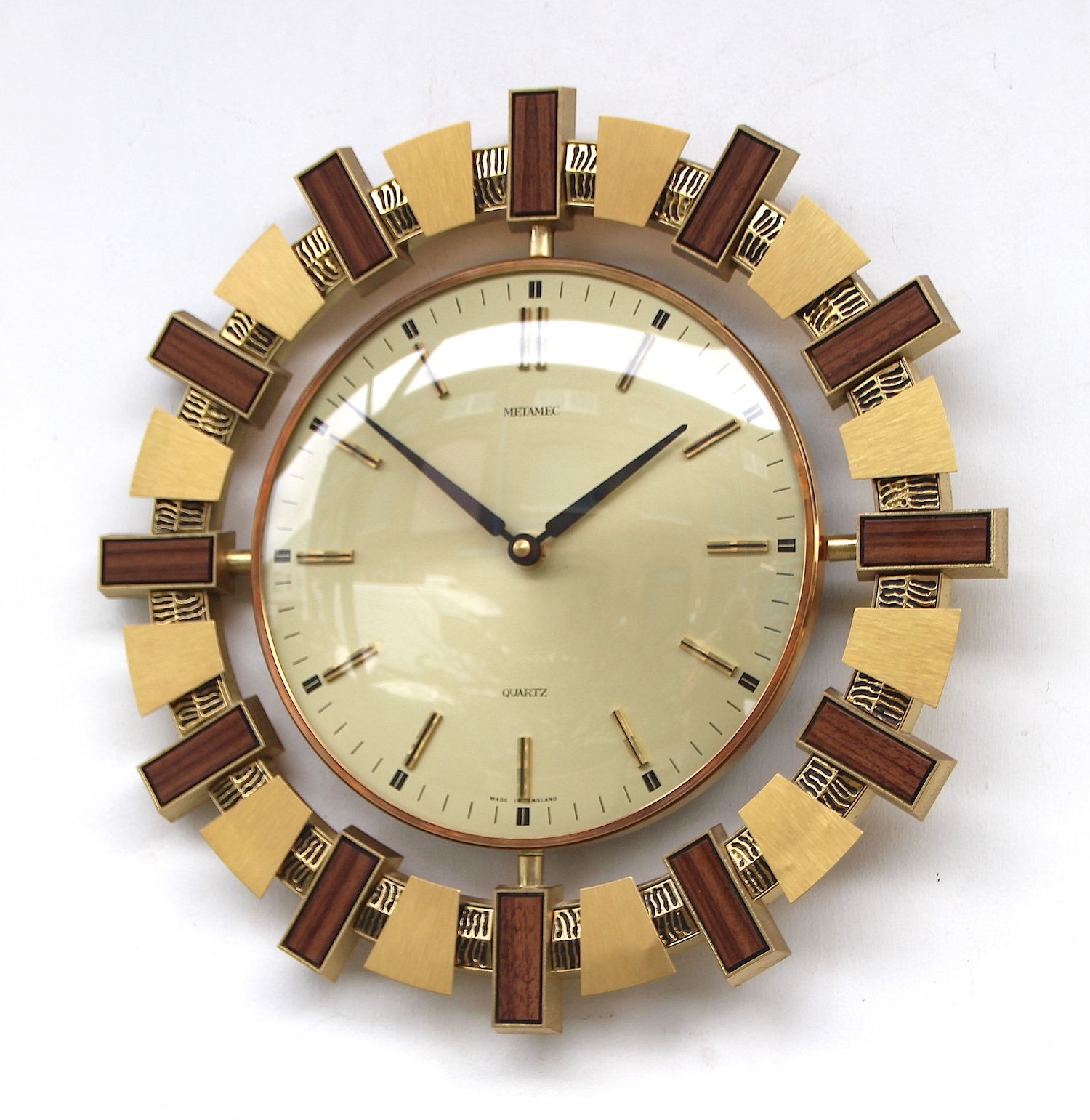 1970s British Sunburst/Kitsch Lounge Vintage Wall Clock. Fully Guaranteed. London Timepiece. photo furniture