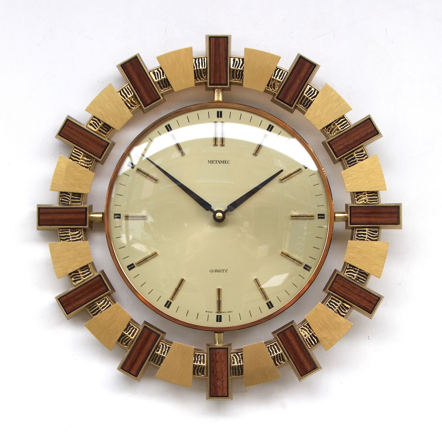1970s British Sunburst/Kitsch Lounge Vintage Wall Clock. Fully Guaranteed. London Timepiece.