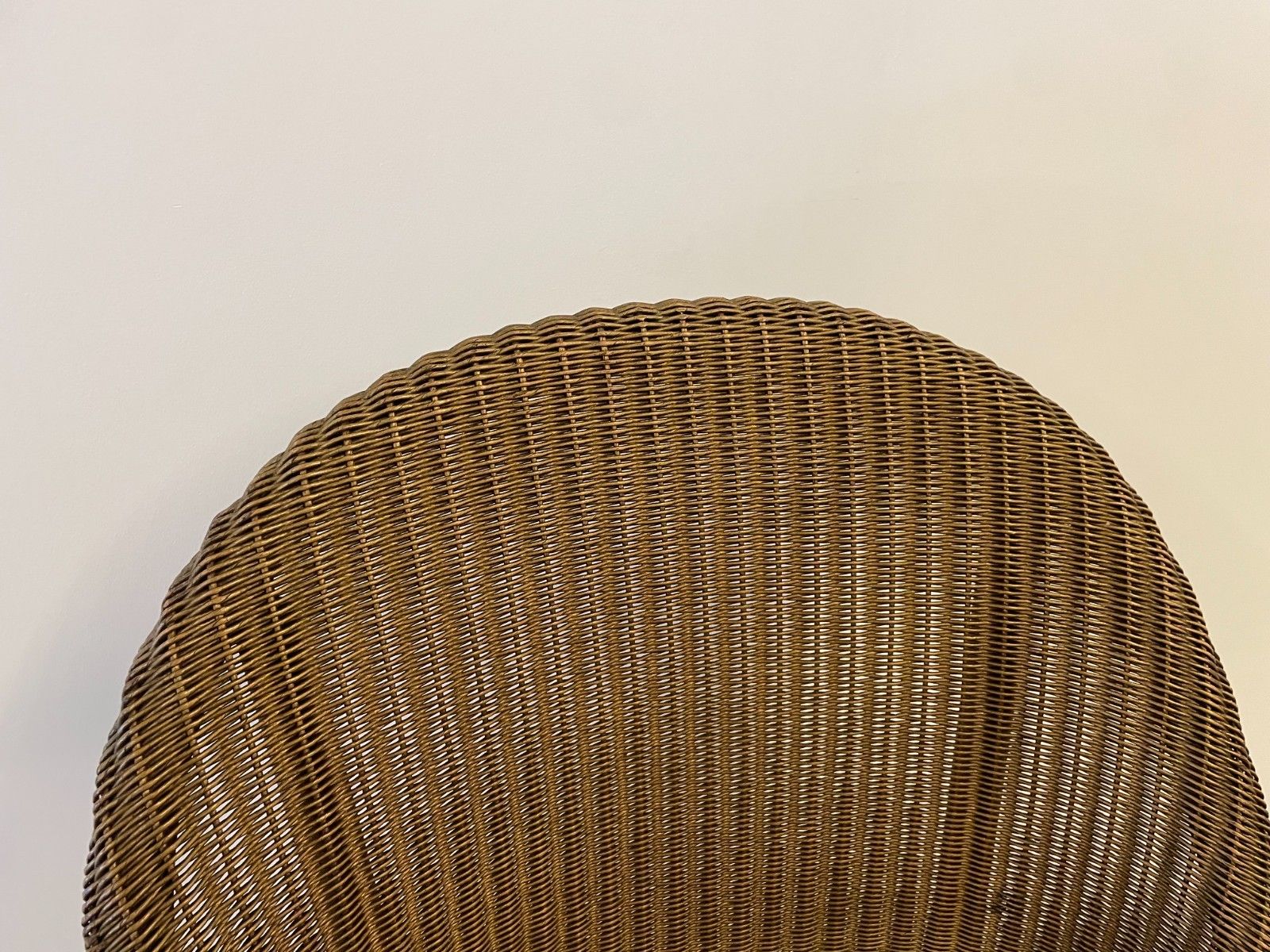 photo for sale Vintage Circa 1930s Lloyd Loom “Lusty” Original Gold Painted Pair Of Occasional Dining Chairs