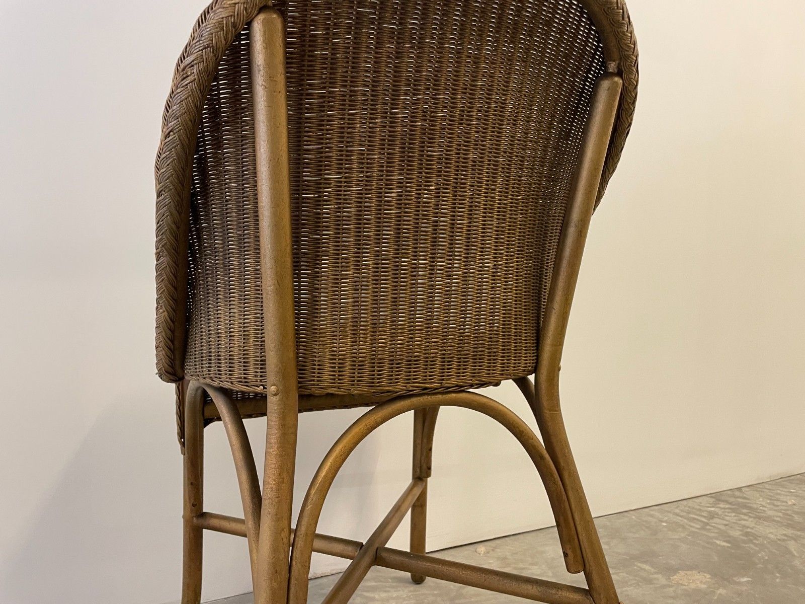 photo buy Vintage Circa 1930s Lloyd Loom “Lusty” Original Gold Painted Pair Of Occasional Dining Chairs