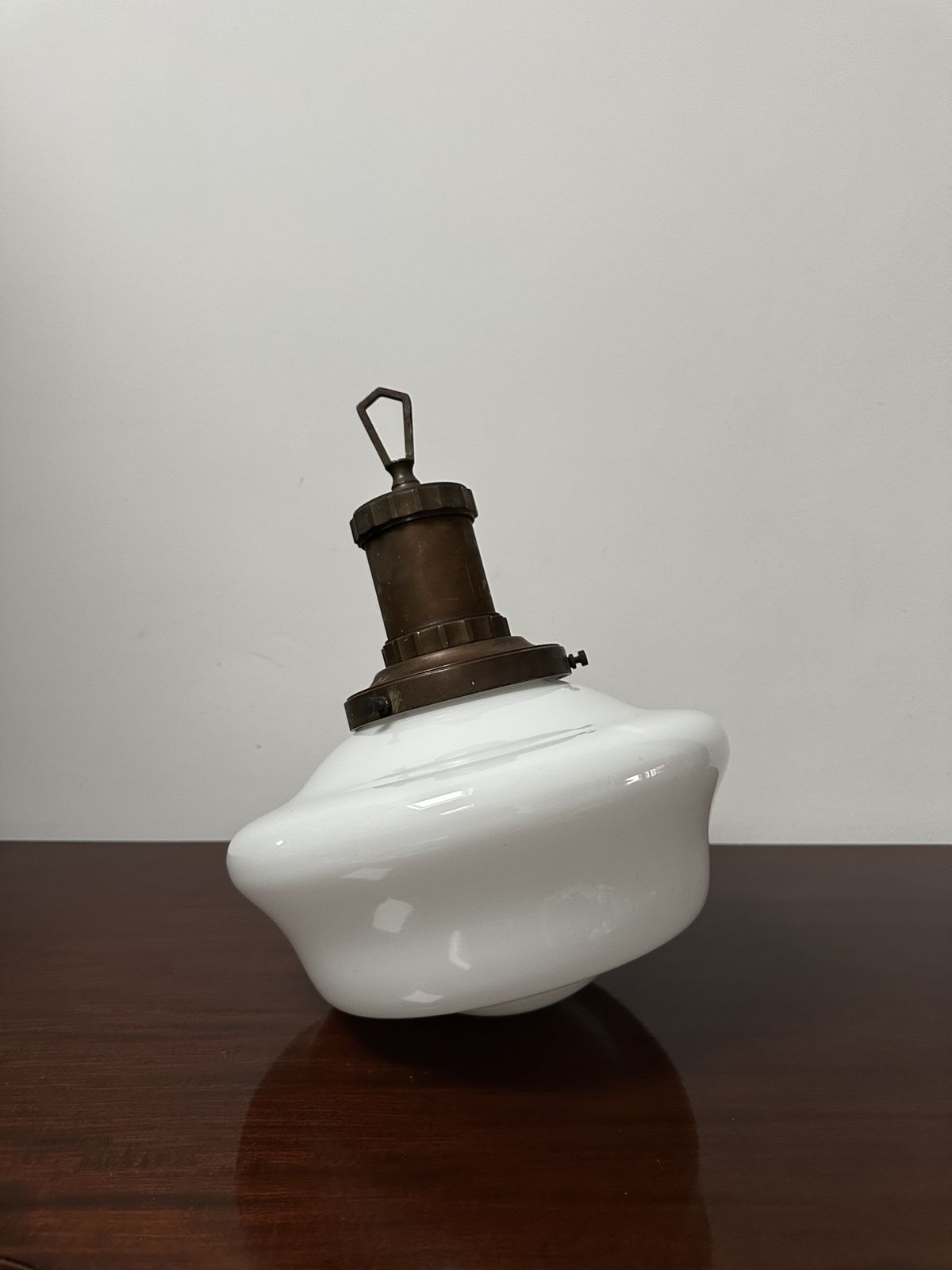 Antique English Church Opaline Milk Glass Ceiling Pendant Light Lamp By Morco photo vinterior