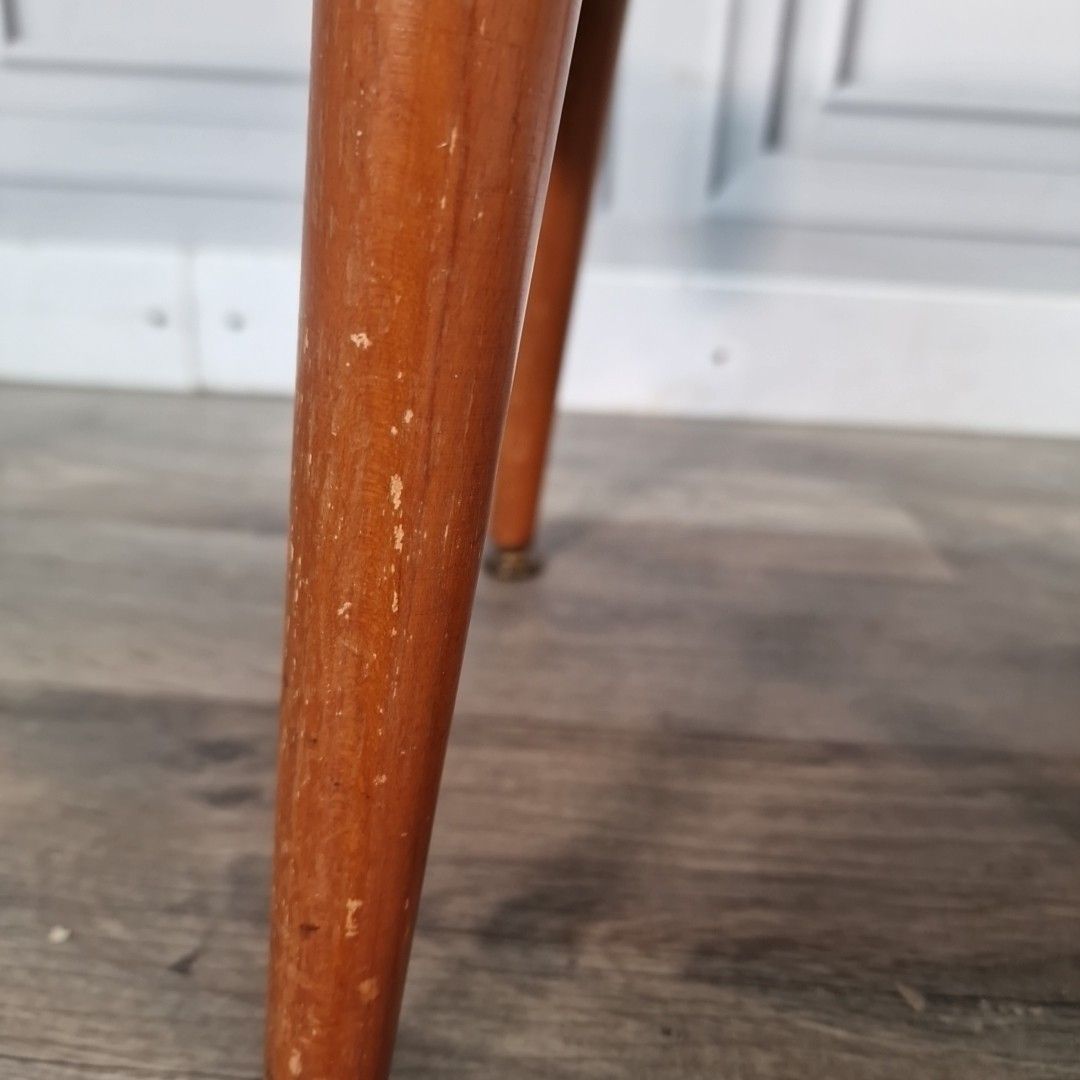 photo buy Vintage Vinyl Footstool Tapered Legs Mid Century Leather Effect Retro Stool