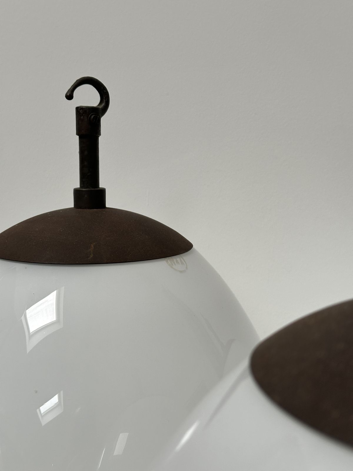 Set Run Antique Church Diffused Opaline Tulip Shaped Milk Glass Ceiling Pendant Light Lamp By Sunglow photo 1295.0
