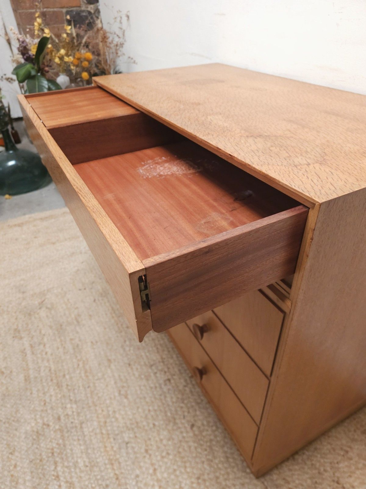 Meredew Mid Century Dressing Chest Retro Oak Chest Of Drawers Vintage Delivery photo buy