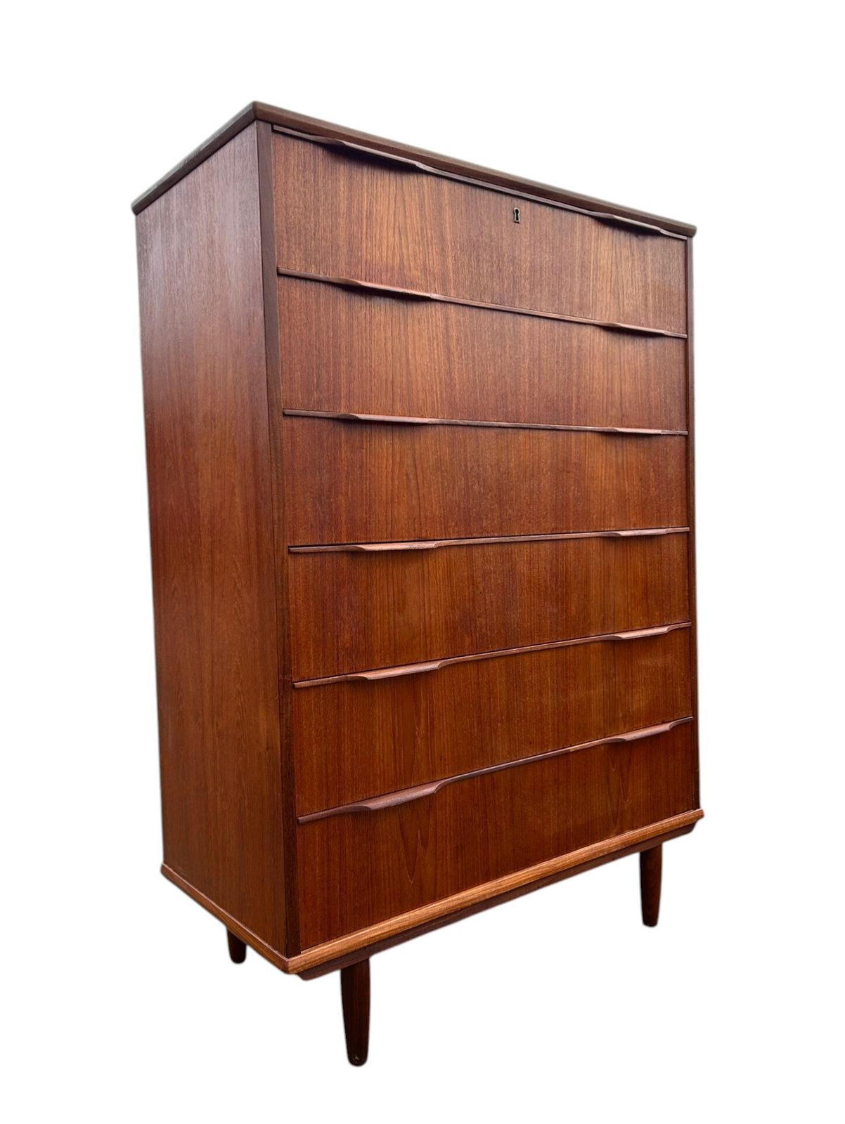 Danish Large Teak Chest Of Drawers Mid Century Tallboy 1960s photo furniture
