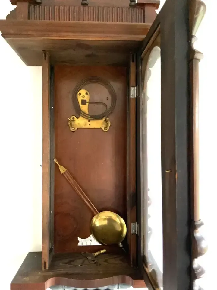 Antique Regulator Wall Clock With Gustav Becker Movement, Germany 1900s photo vintage