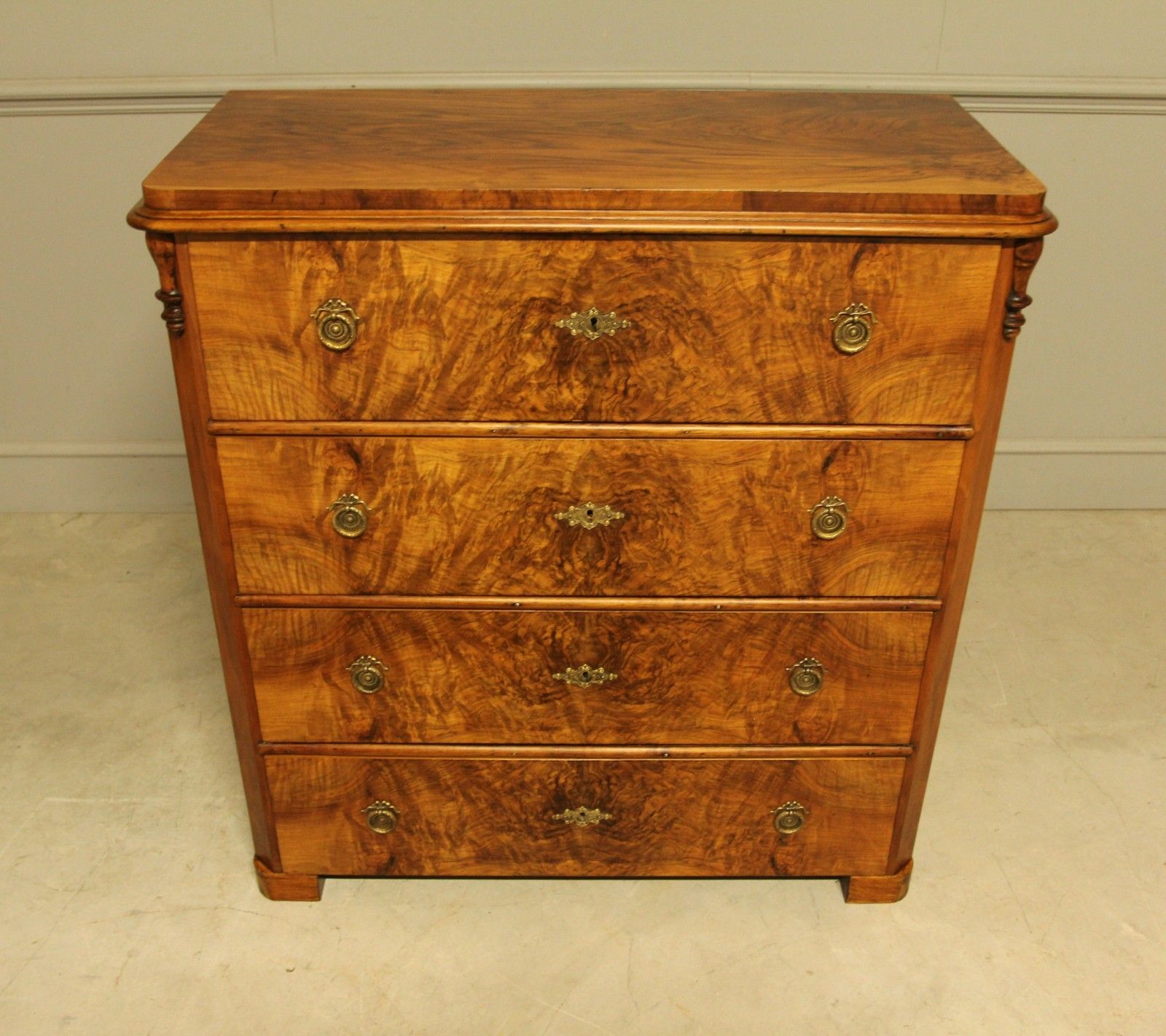 A Late 19th‑Century Swedish Burr Walnut Chest Of Drawers photo Furniture