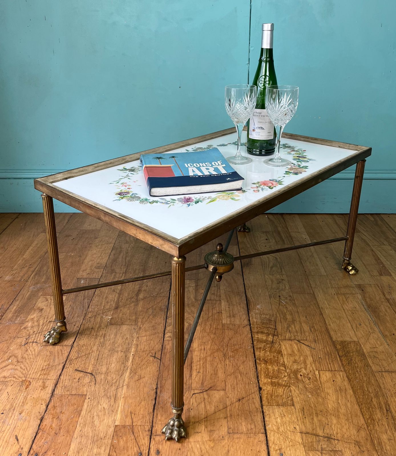 French Mid Century Brass Coffee Table photo furniture