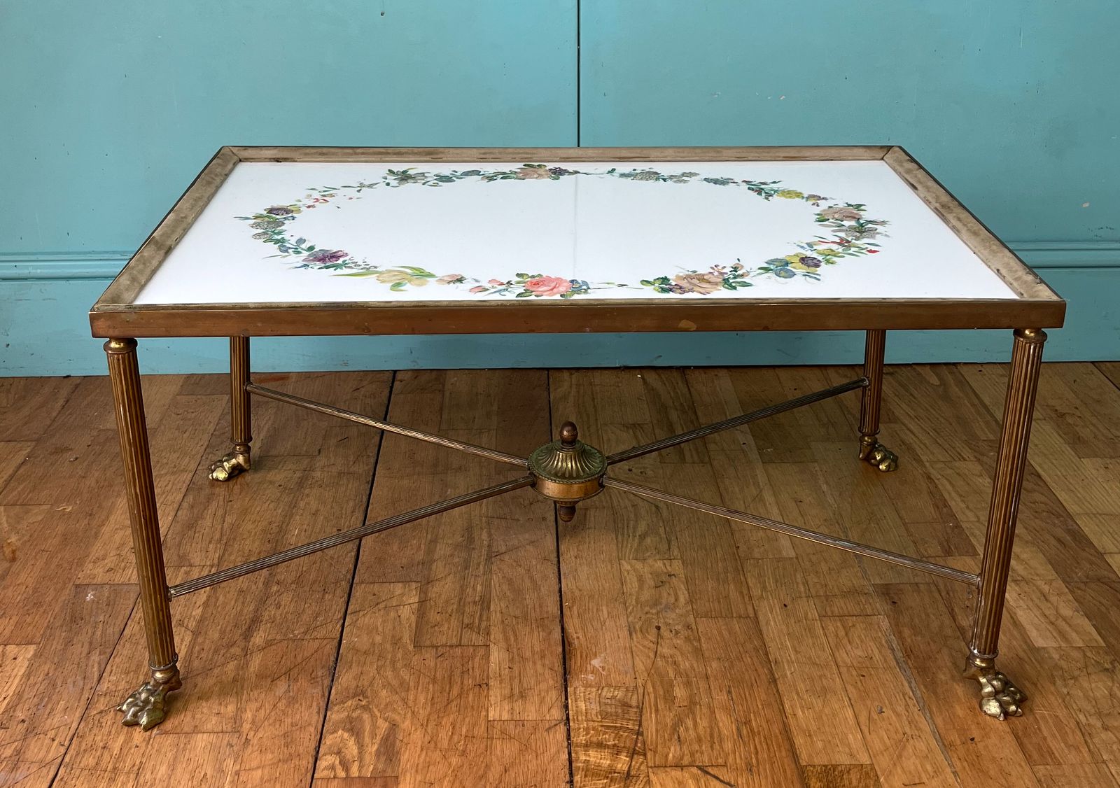 French Mid Century Brass Coffee Table photo 595.0