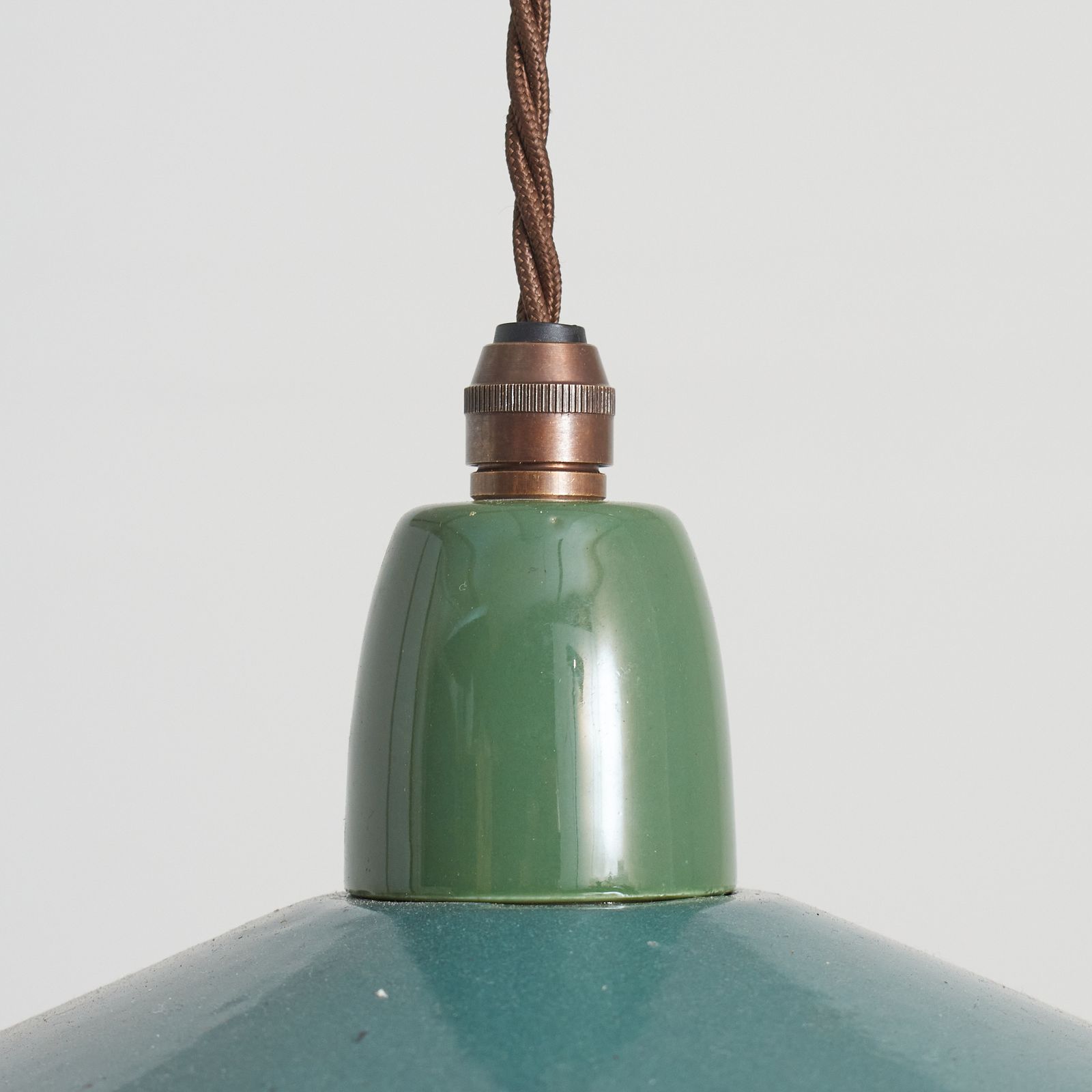Antique French Coolie Enamel Pendant Light – Blue photo Lighting