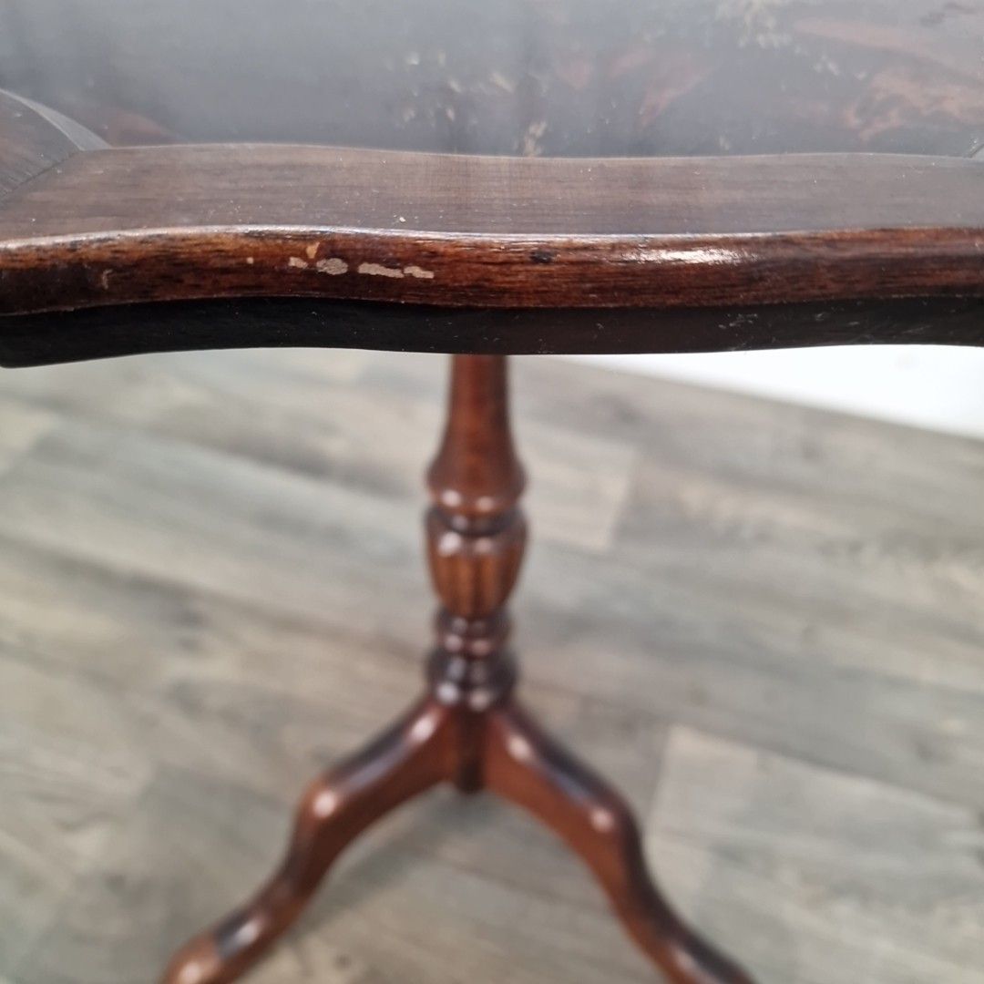 photo for sale Vintage Side Wine Table Turned Pedestal Tripod Mahogany Retro Antique Style